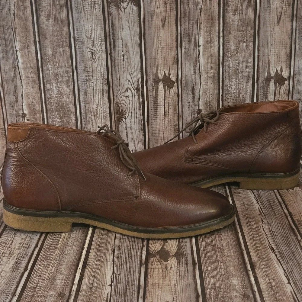 Sz 13 M Mens Johnston & Murphy Copeland Chukka Brown Leather Crepe Sole Boots
